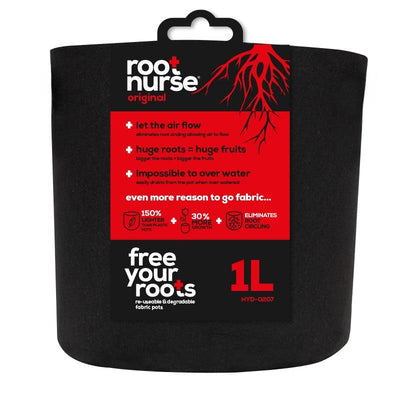 Root Nurse Round Black Fabric Pot 1L